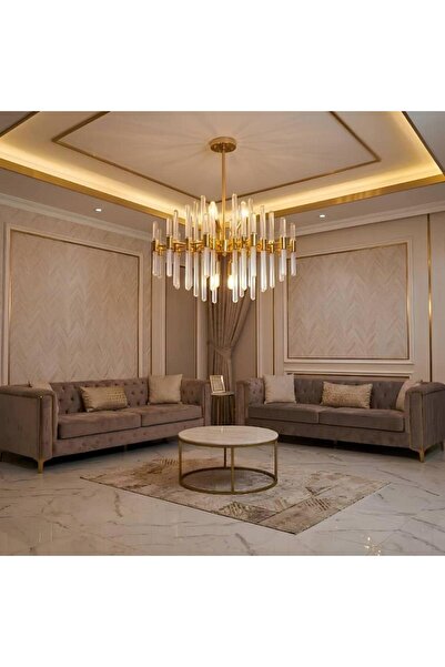 Happy Light ثريا كريستال ذهبية 6 لمبات E14 مقاس 50 سم