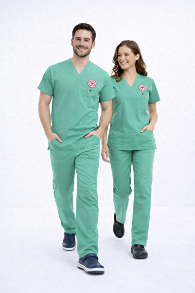 İBA MEDİKAL MİNT YEŞİLİ AİLE SAĞLIĞI ÇALIŞAN FORMASI LİKRALI SCRUBS TAKIM (BE...