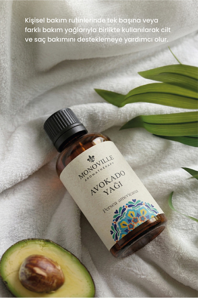 Monoville Avokado Yağı 30 ml Soğuk Sıkım Saf ve Doğal (Avocado Oil)