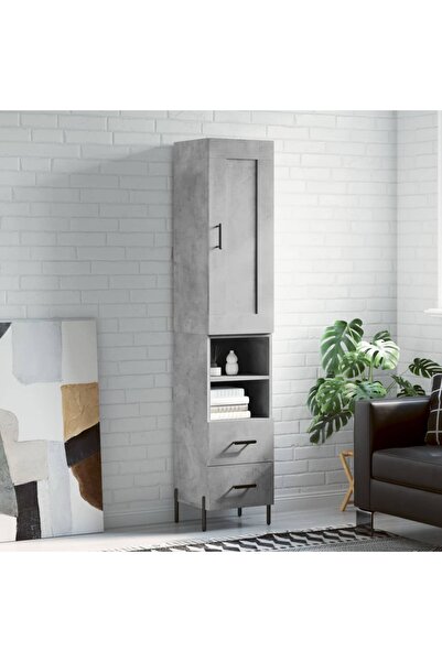 Concept Dulap înalt, gri beton, 34,5x34x180 cm, lemn prelucrat