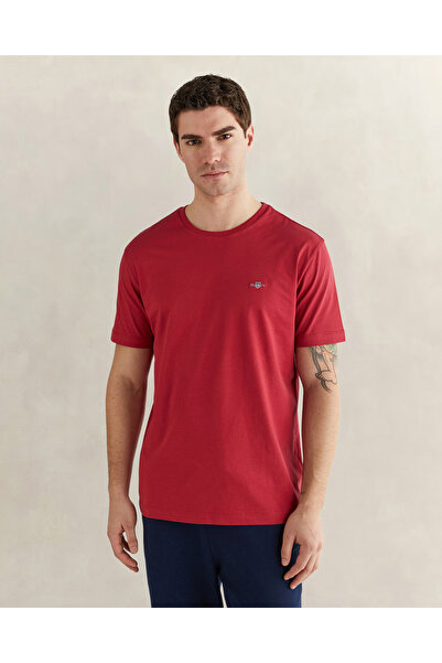 Gant Erkek Kırmızı Bisiklet Yaka Regular Fit Logolu T-Shirt