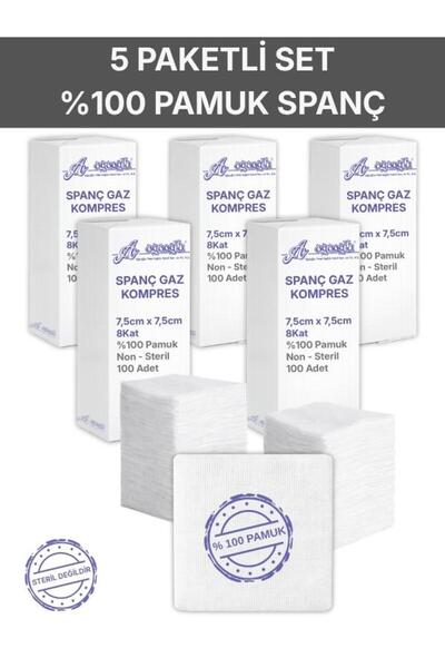 Alban Spanç Gazlı Bez 7,5x7,5cm 8 Katlı 500 Adet - Yüksek Emici, Yapışmayan, ...