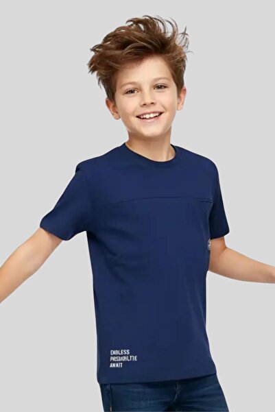 wakawakakidsstore Tricou pentru băiat cu guler rotund cu buzunar frontal și i...