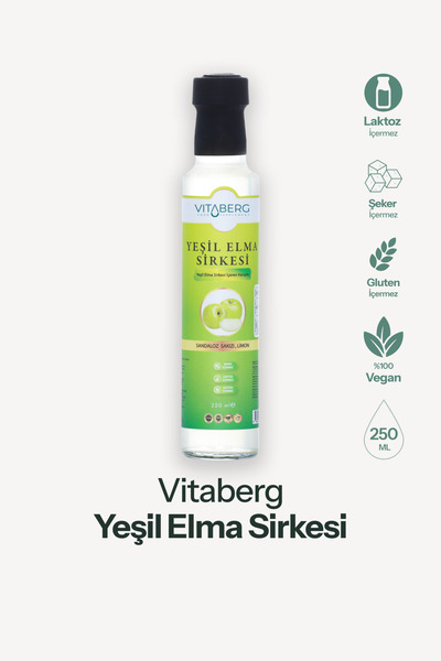 Vitaberg Yeşil Elma Sirkesi | Sandaloz Sakızı ve Limon İçeren Sirke Karışım 2...