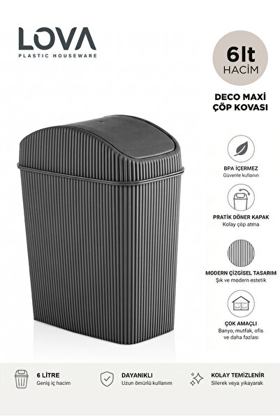 Lova Deco Maxi 6 L Banyo,Mutfak,Ofis Çöp Kovası