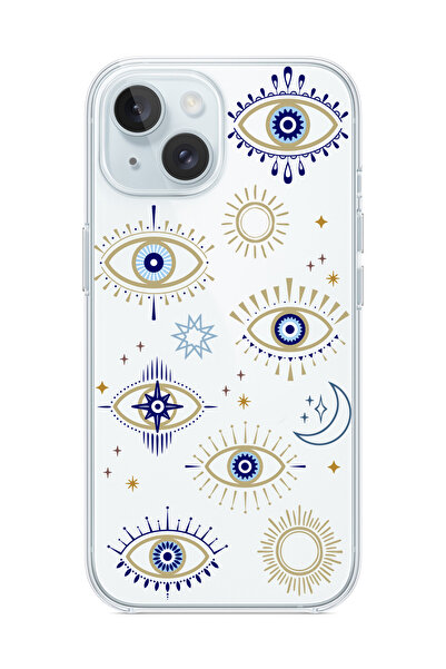 3GEN CASE iPhone 13/iPhone 14 Uyumlu Mistik Nazar Göz Desenli Şeffaf Silikon ...