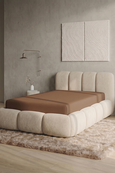 TEOHOMELİNENS 190 Gsm, 95% Cotton 5% Elastane Single Jersey Fitted Sheet Sing...