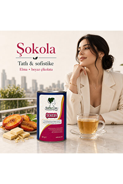 Safiş Çay ŞOKOLA - Karamelize Elma ve Beyaz Çikolata Parçacıklı Yeşil & Beyaz...