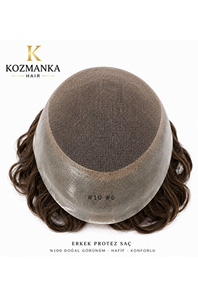 Kozmanka erkek protez sac premum 8*10 1B10 BEYAZ KARISIMLI 85 gr
