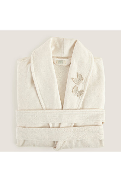 Chakra Hena Bamboo Women's Bathrobe Ecru