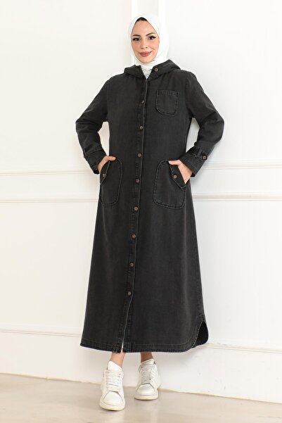 Missvalle Hooded Denim Coat Smoked 19230