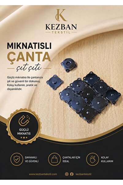 Genel Markalar KEZBAN TEKSTİL  Mıknatıslı Dikilebilir Çanta Çıtçıt Klips 10 A...
