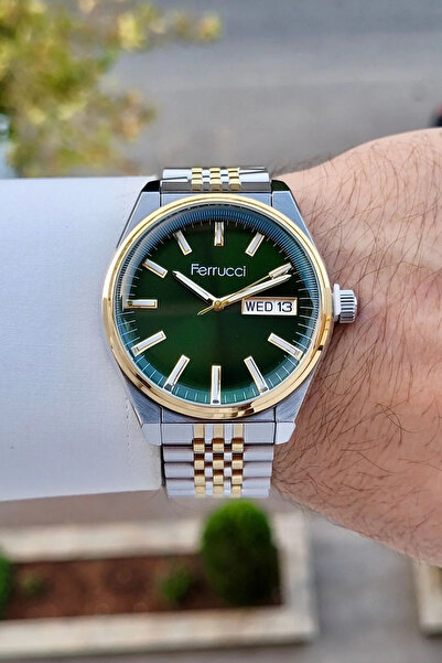 Ferrucci Dial Green Band Gold Metallic Color 40 mm Men's Wrist Watch