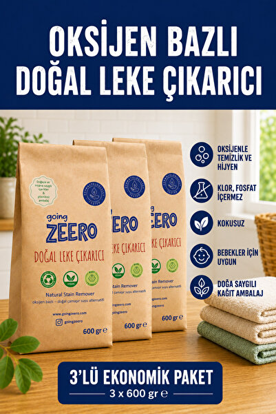 Going Zeero Oksijen Bazlı Toz Leke Çıkarıcı - Avantajlı 3'lü Eko Paket 1800 g...