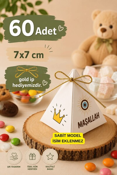 Emtory Home 60 Adet Nazar Maşallah Sünnet Hediye Kutusu - Mevlid Hediye - Lok...