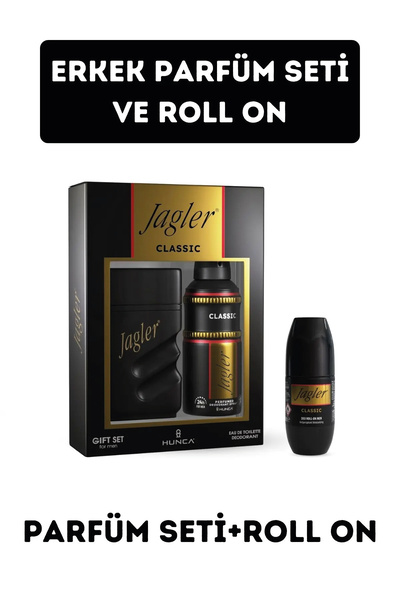 Jagler Orıjınal Classıc Erkek Edt Parfüm 90 Ml + Deo 150ml+rollon 3'lü Set Ye...