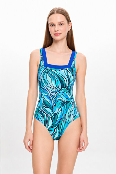 TOOSALTY Women's Multicolor Square Neck Gathered Swimsuit 25Sw003St