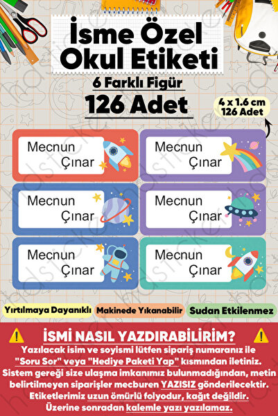 hdsticker İsme Özel Okul Etiketi Kalem Defter Etiketi Özel Isim Yazılabilen S...