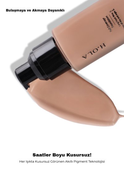 h.OLA Full Coverage Foundation | Yoğun Kapatıcı Saten Bitişli Spf 30 Fondöten | Bronze