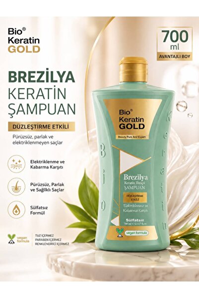 Bio Keratin Gold Brezilya & Keratin Terapi Düzleştirme Etkili Sülfatsız Şampu...