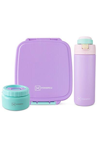 Hydrobrew Mega Flex Bento Lunch Box 1864ml w/ SipSwitch Insulated Water Bottl...
