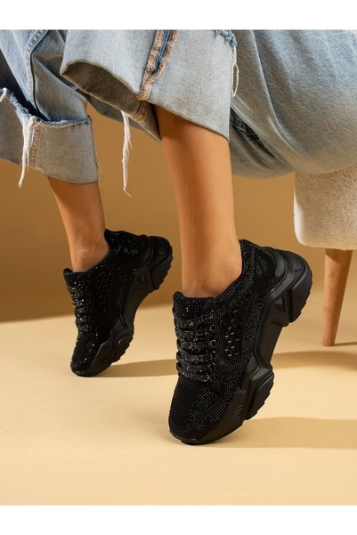 Alemdar Shoes ELLA Black Stoned Women's Sneakers