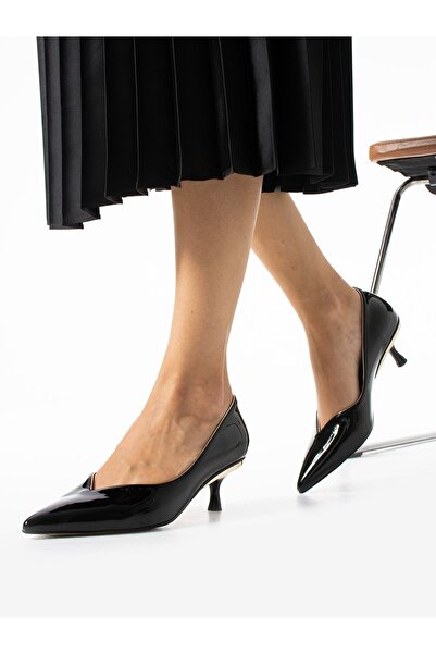 Alemdar Shoes Salia Black Patent Leather Heeled Women's Shoes