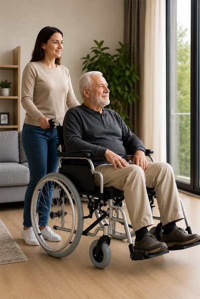 POYLİN P120 Refakatçi Frenli Tekerlekli Sandalye | Katlanabilir Çelik Şase, 40 cm Oturma Genişliği