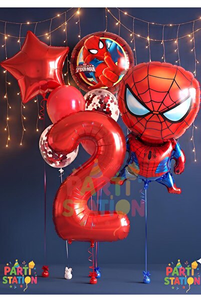 Parti Station Spiderman Örümcek Adam Konsept 6 Yaş Balon Set Spiderman Örümce...