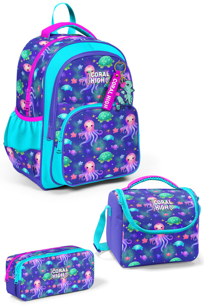 Coral High Kids Lavanta Turkuaz Deniz Temalı 3 lü Okul Çanta Seti SET0114422
