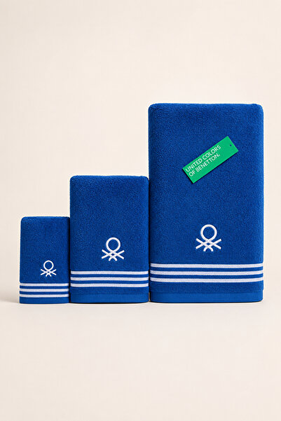 Benetton Home Bath Towel Hand Face Body Blue Set of 3 70X140 cm 50X90 cm 30X5...