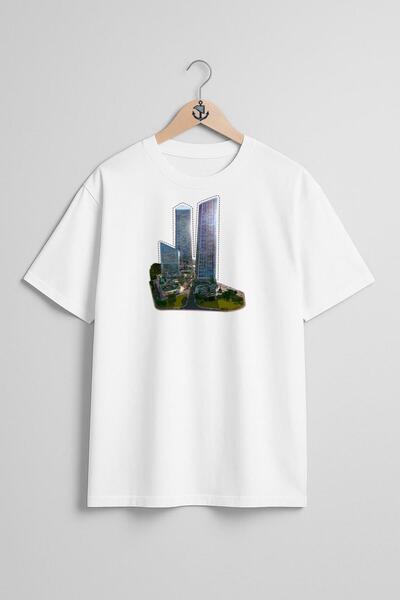 Bahriyeli Collection تي شيرت Vadiistanbul Skyland للجنسين بتصميم صدر كبير الحجم