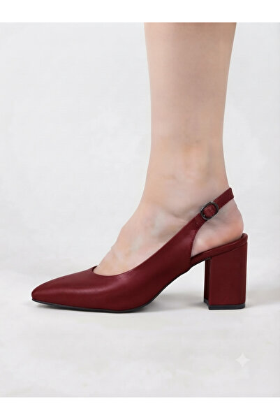 NZN Genuine Leather Claret Red 6 cm Heeled Pointed Toe Classic Shoes