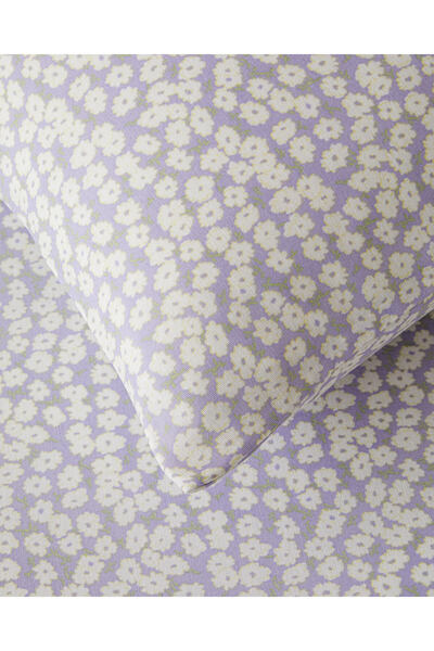 English Home Daisy Touch Kolay Ütülenir Çift Kişilik Nevresim Seti 200x220 cm Lila-Turuncu