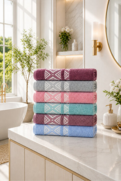 Bella Home Medium Jacquard Hand & Face Towel |   50X90 cm |   6 Pieces |   10...