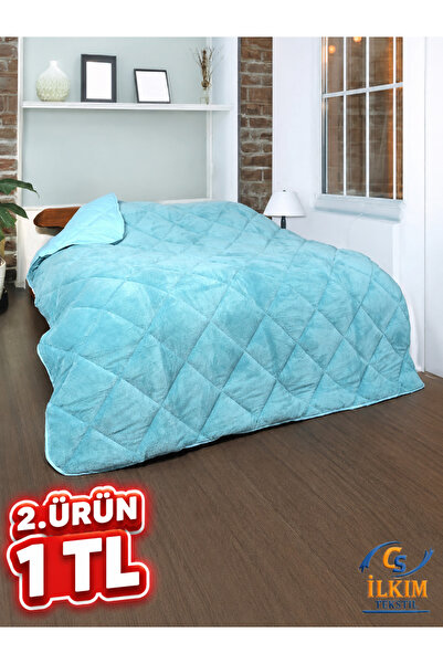 cs ilkim ''With a Gift'' Double Luxury Turquoise Welsoft Quilt Reversible 195...