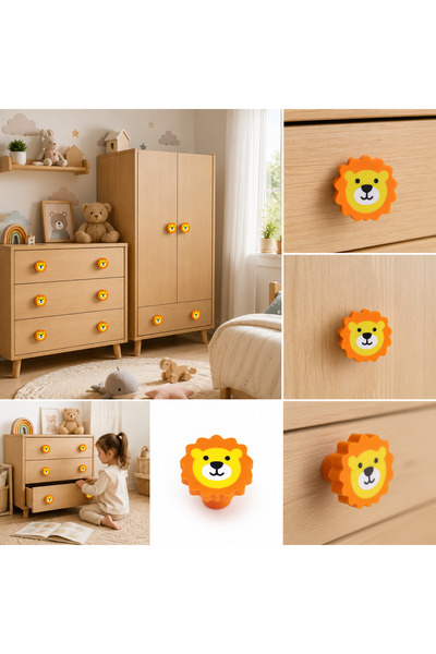 ka tasarım Minipaws Head Collection Montessori Children's Baby Room Handle So...