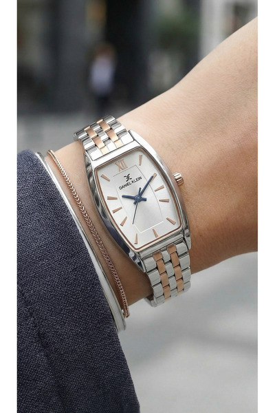 Daniel Klein Premium Silver and Rose Gold Stainless Steel Watch for Women DK....