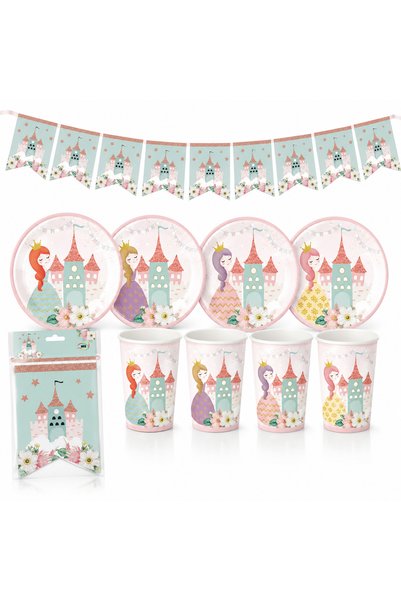 Big Party Prenses Şatolu Flamalı Set 16 Kişilik