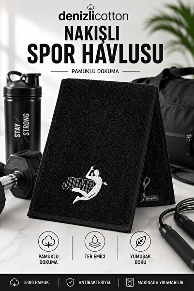 Embroidered Sports Towel Cotton, Anti-bacterial, Sweat Absorbing Fitness Plates Boxing Tennis Sports Towel