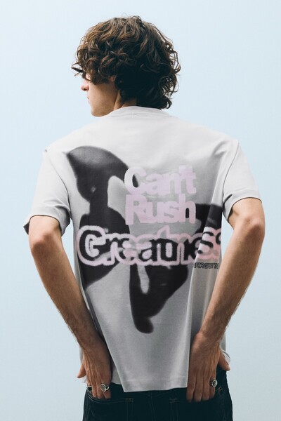 Bershka Baskılı boxy fit t-shirt