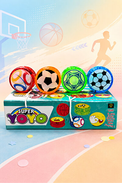 Sports Themed Illuminated Flashing Yoyo Drawstring Pull Drop Balance Yoyo Toy 1pc