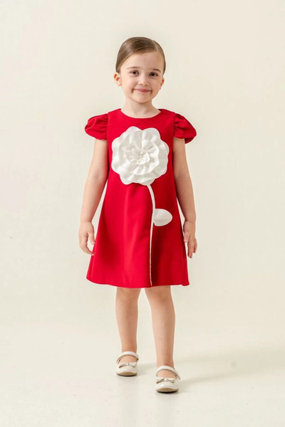 Minigimin Cicileri فستان My Little Chickles Rose منقوش A-Line للفتيات بأكمام ...