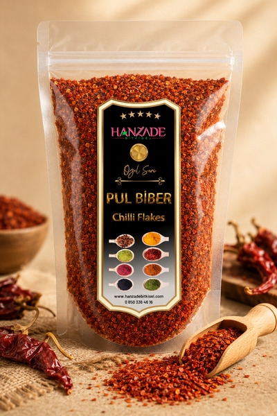 Hanzade Bitkisel Pul Biber Ince Orta Acı 500 Gr