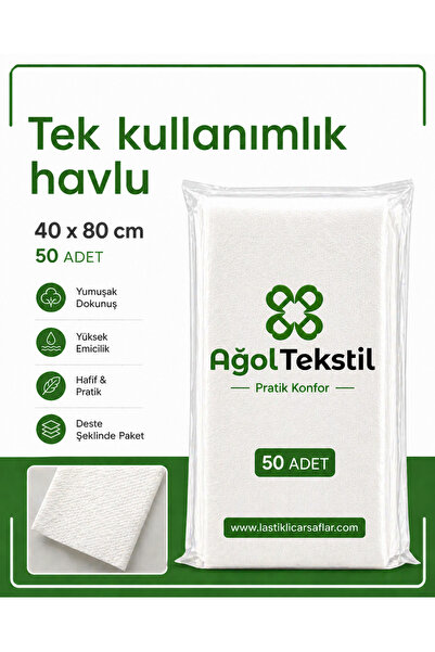 ağol tekstil Tek Kullanımlık Havlu – 50 Adet (40X80 CM) | Berber & Kuaför Içi...