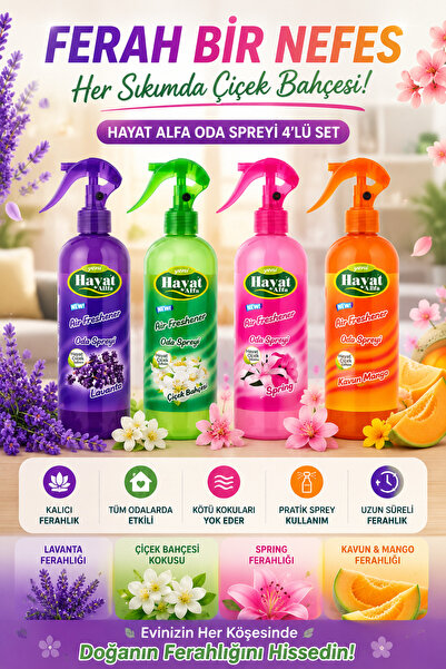 VENON 4.LÜ SET ODA SPREY 350 ML MANGO ,ÇİÇEK ,BAHAR LAVANTA ODA SPREY ODA KOK...