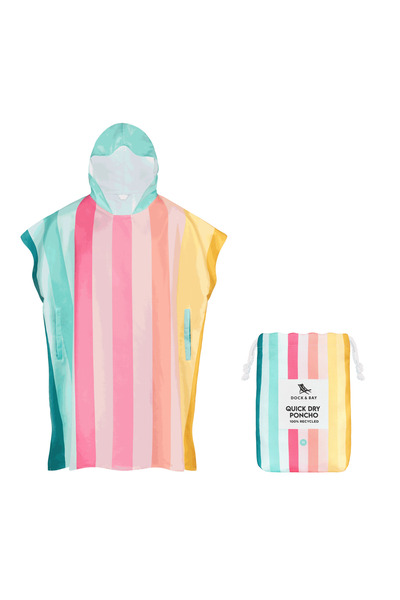 Dock & Bay Poncho Adults - Quick Dry Hooded Towel - Coastal Candy - Medium