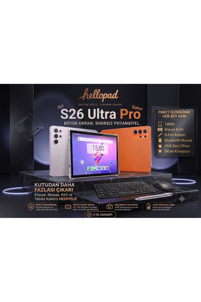 TARÇIN S26 Ultra Pro 11" 32GB RAM* / 1TB Hafıza Android 13 Tablet Seti - 8000...