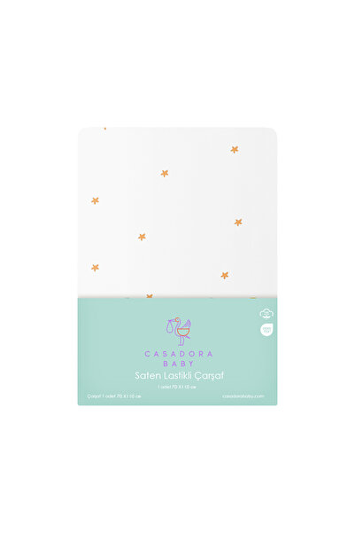 Casadora Baby Stars 100% Organic Cotton Satin Baby Fitted Sheet 70 X 110 cm