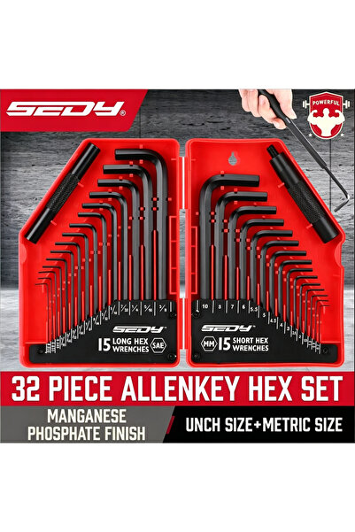 Choice SEDY 32-Piece Hex Key Wrench Set, Metric and SAE Allen Wrenches L Shap...